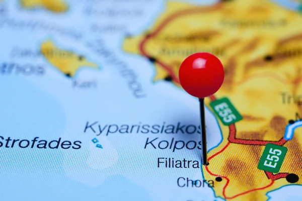 Filiatra pinned on a map of Greece