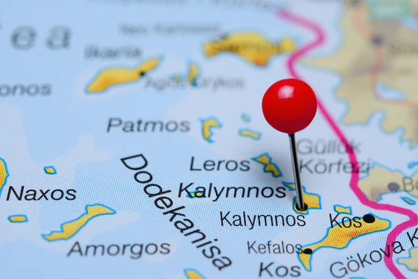 Kalymnos pinned on a map of Greece