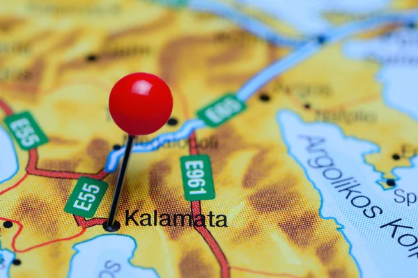 Kalamata pinned on a map of Greece