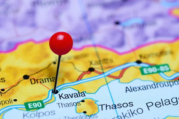 Kavala pinned on a map of Greece