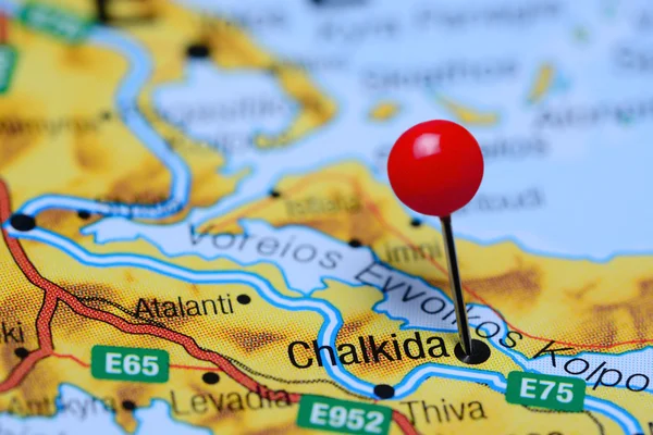 Chalkida pinned on a map of Greece