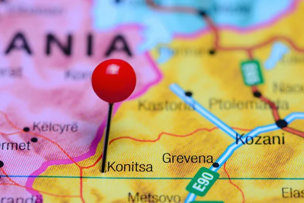 Konitsa pinned on a map of Greece