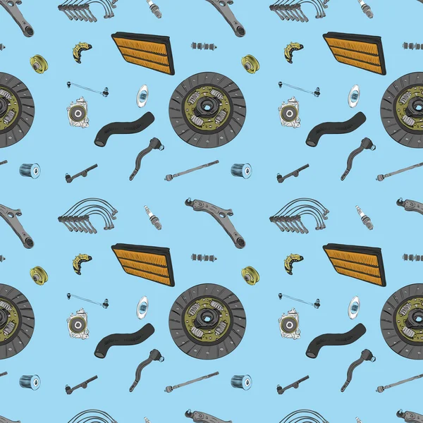 Pattern with the image of the new parts for the car