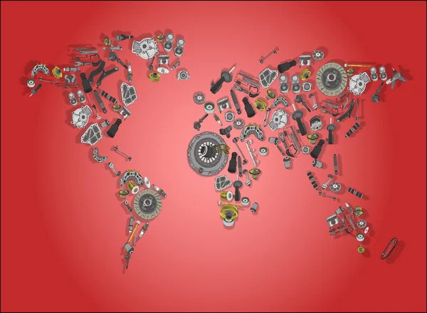 World map made up of spare parts