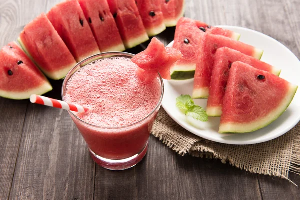 Healthy watermelon smoothie with of watermelon in star shape on