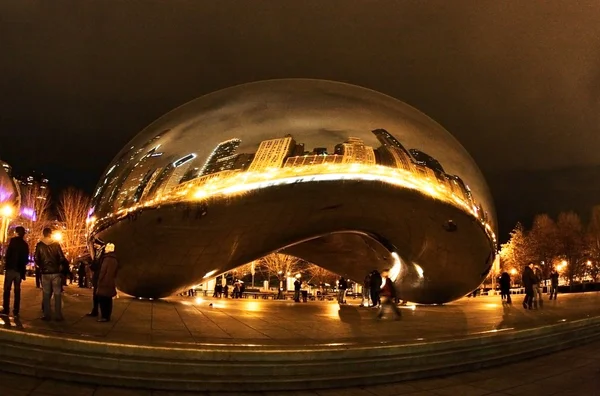 Chicago Cloud Gate at night.