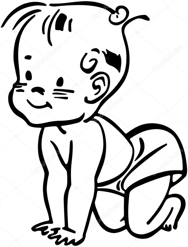 free baby clipart black and white - photo #15