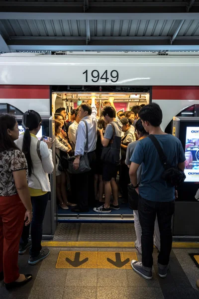 Crowd of people in rush hour at BTS public train station