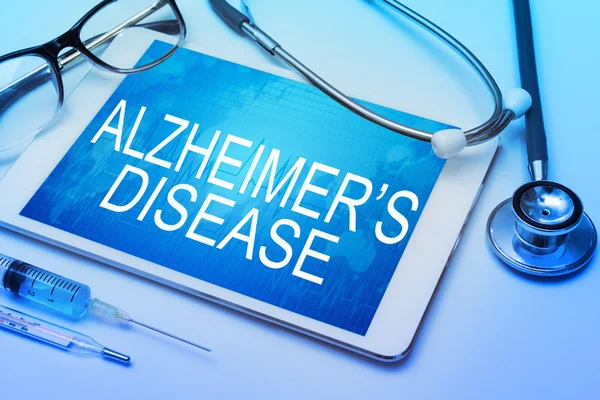 Alzheimer\'s disease words on tablet screen