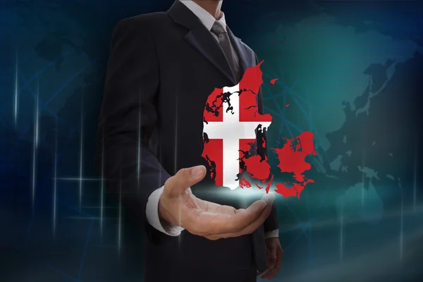 Businessman showing map of Denmark