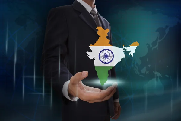 Businessman showing map of India