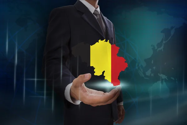 Businessman showing map of Belgium
