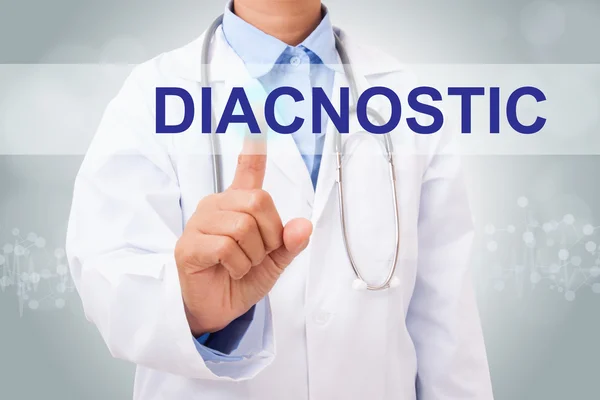 Doctor touching diagnostic sign