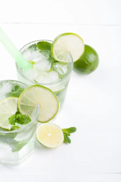 Mojito cocktail on white background with copy space
