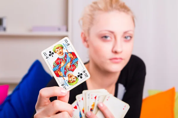Woman playing cards