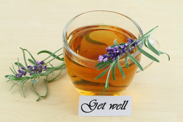 Get well card with hot lavender tea