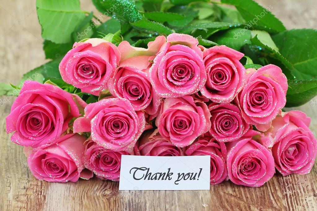 Thank you card with pink roses — Stock Photo © graletta #58097451