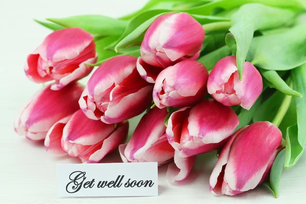 Get well card with pink tulips