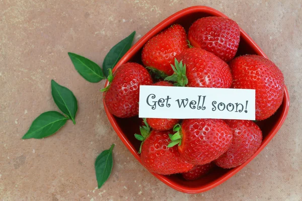 Get well soon card with bowl full of fresh strawberries