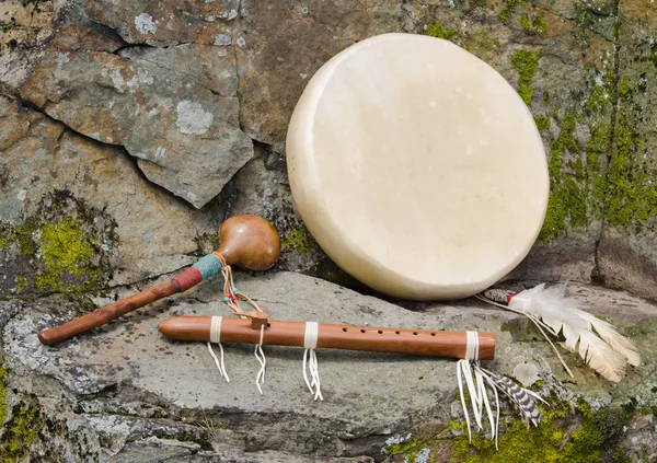 Native American Drum, Flute and Shaker.