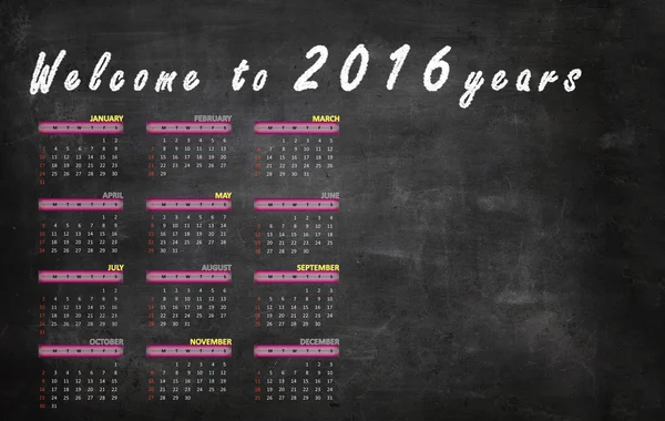 Calendar 2016 imprinted on blackboard