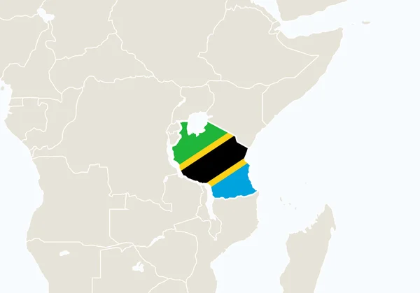 非洲与突出显示的坦桑尼亚地图.矢量图– 图库插图图片