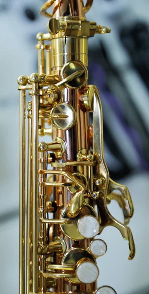 Part of a saxophone close up