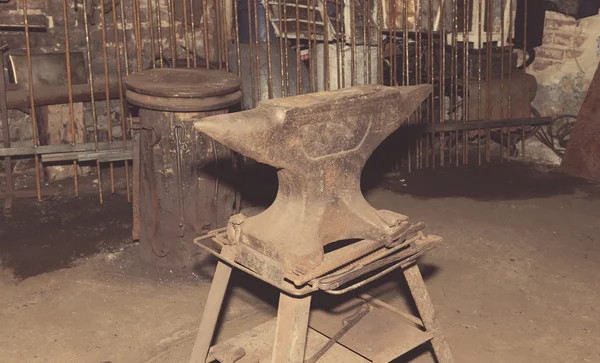 Anvil used by a blacksmith in old shop