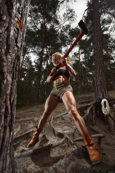 Fitness woman lumberjack