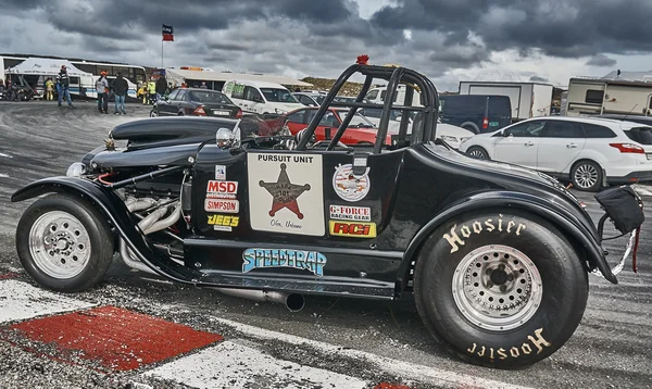 Norway drag racing, tuned race car side view