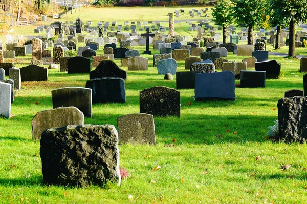 Norwegian autumn cemetery tombstones