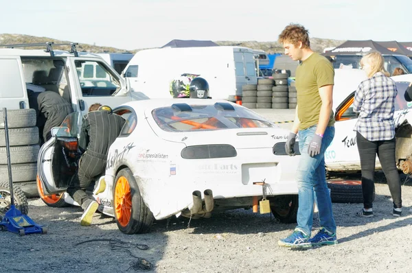 Autumn racing modified car drifting in Norway