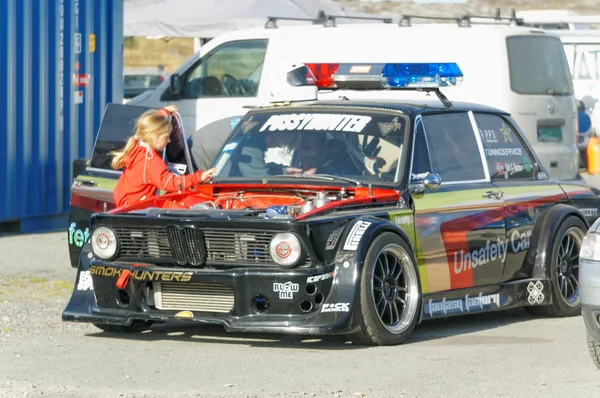 Autumn racing modified car drifting in Norway