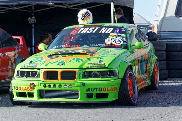 Autumn racing modified car drifting in Norway