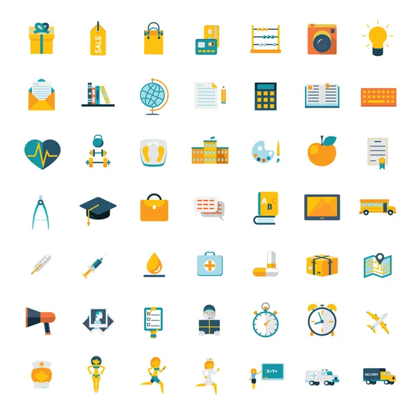 Flat icons big set travel marketing hipster science education business money shopping objects health delivery