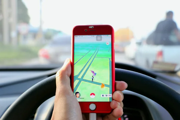 Pokemon GO : Driver play pokemon go on the car during driving on 11 Aug 2016
