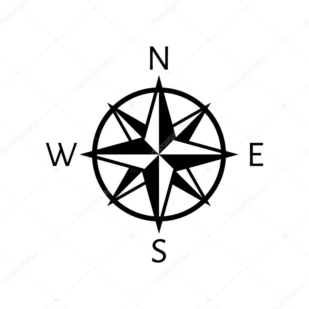 O ícone de bússola. símbolo de navegação. plano de — Vetor de Stock