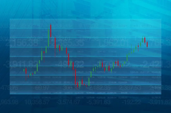 Stock Market Chart on Blue Tower