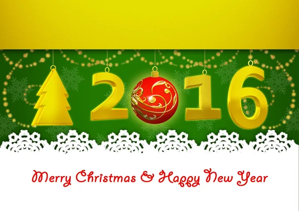 Greeting Card on New Year 2016 and Merry Christmas