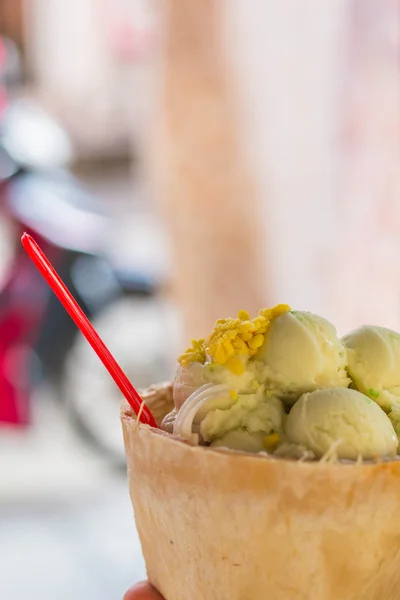 Coconut ice cream on  background.