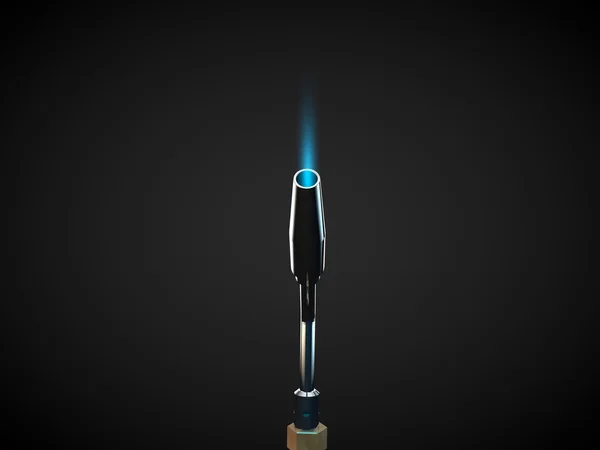 Close up of metal cutting torch industry fire blue flame