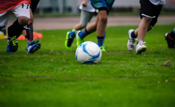 Kids soccer training match depth of field