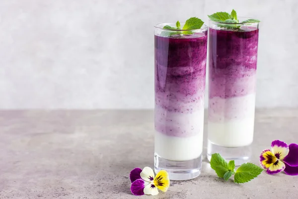 美味奥伯尔蓝莓果昔 - 图库照片Anna_Shepulo