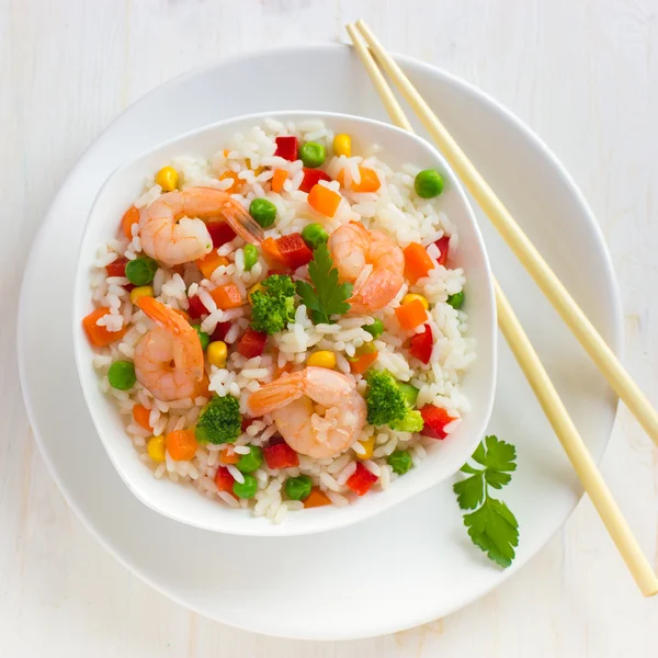 Rice with vegetables and shrimps