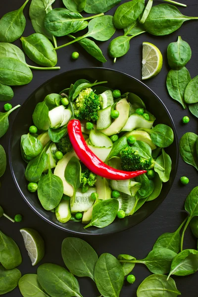 Fresh green salad and ingredients