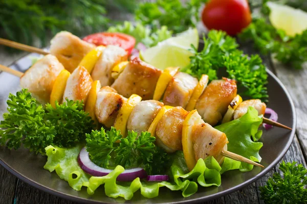 Grilled chicken and lemon kebab