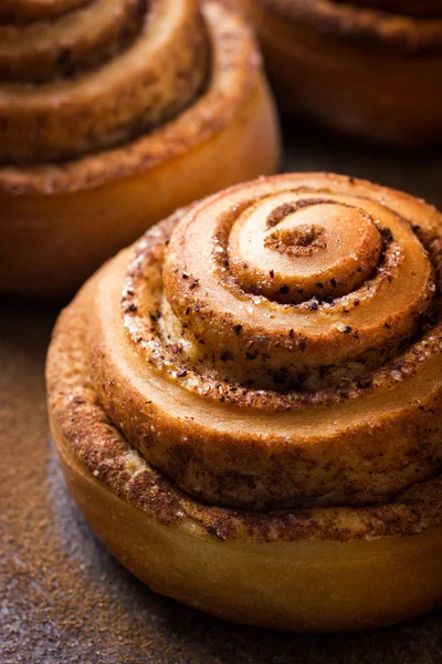 Close up of cinnamon roll bun