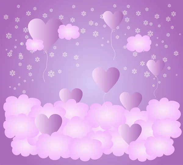 Flying heart in the clouds.