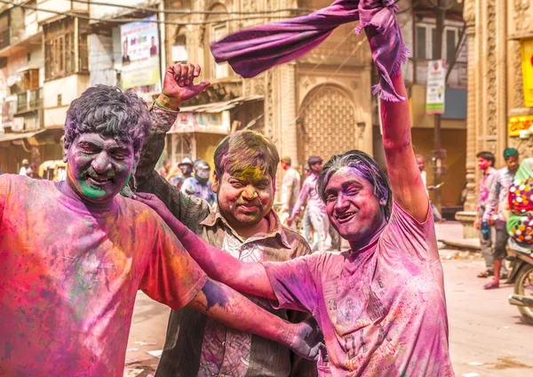 Young people celebrate Holi festival in India