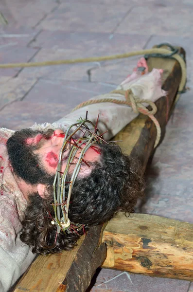 GALATI, ROMANIA 04.2014- Jesus on cross, on the way to his cruci